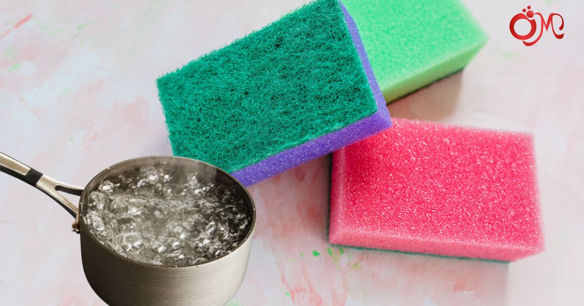 Nước sôi và nước muối vệ sinh miếng rửa chén